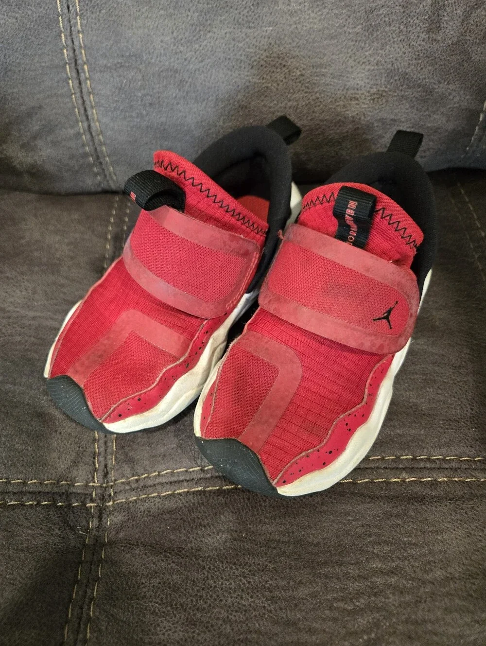 Jordan Kids Red and Black Slip-On Sneakers